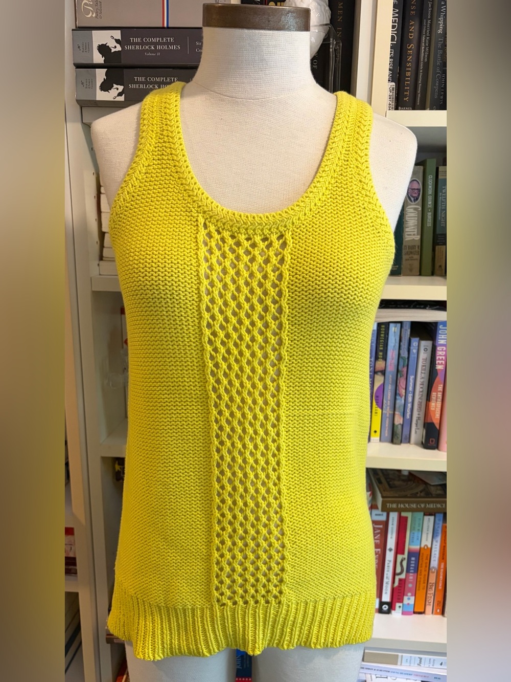 Madewell Wallace Knit Crochet Bright Yellow Sleeveless Top